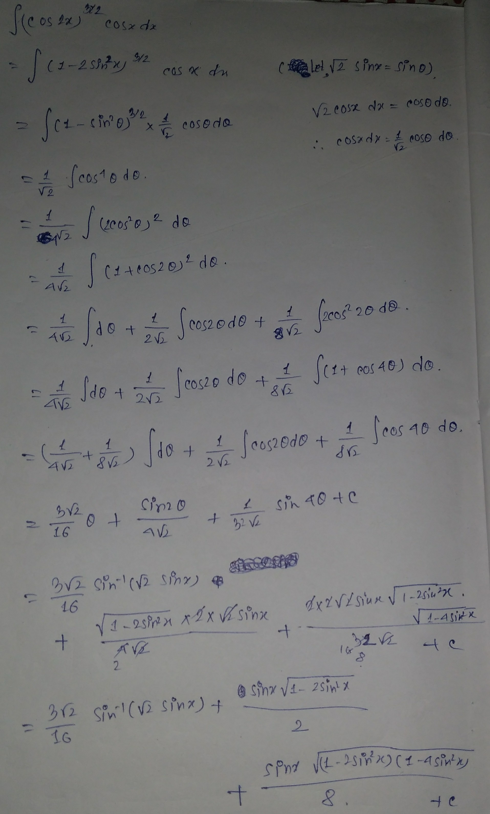 Berapakah integral dari ((cos2x) ^(3/2)) (cosx)? - Quora