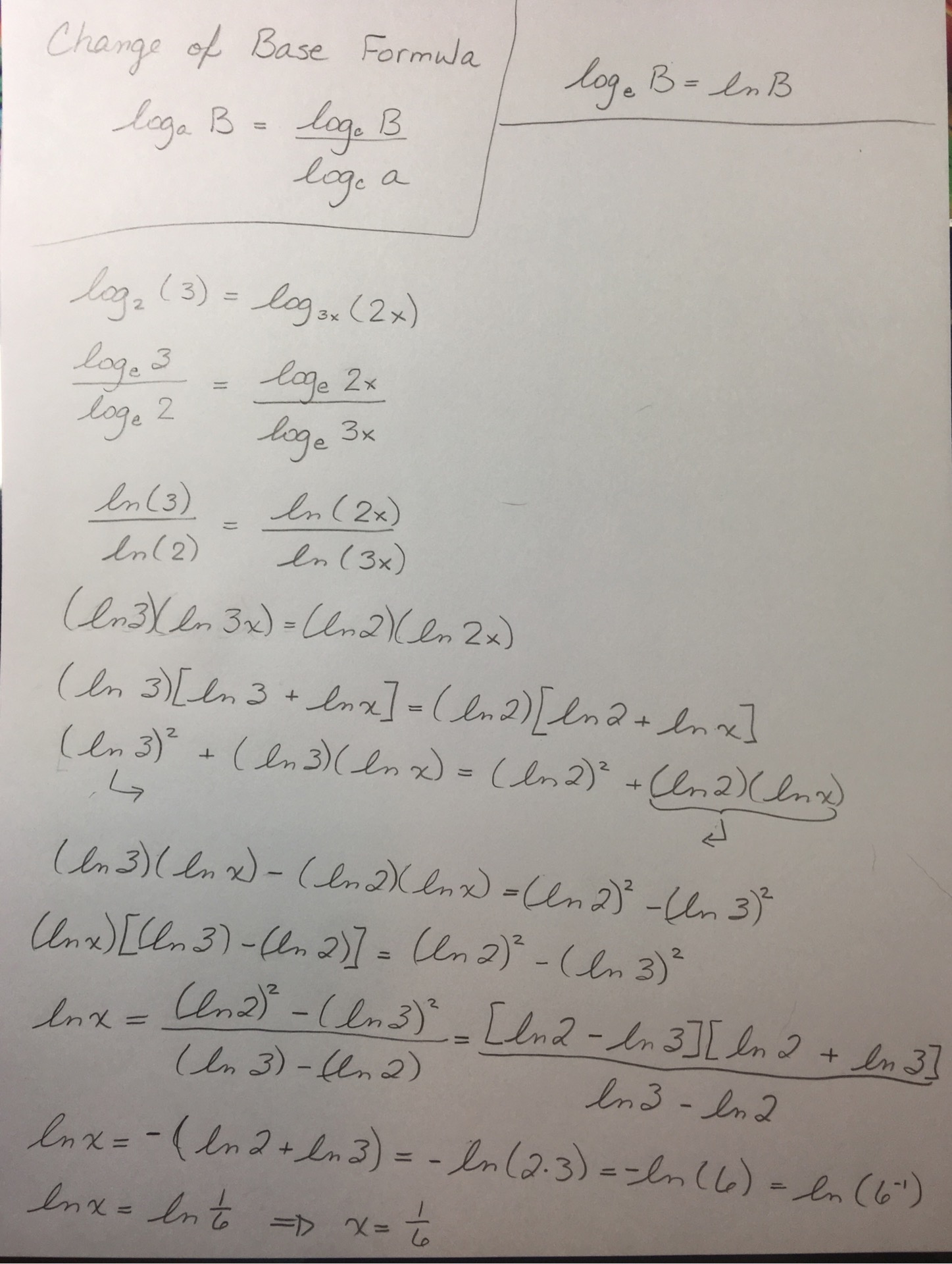 Apa solusi langkah demi langkah untuk persamaan ini: [math]\log_2(3) =  \log_{3x}(2x)[/math]? - Quora