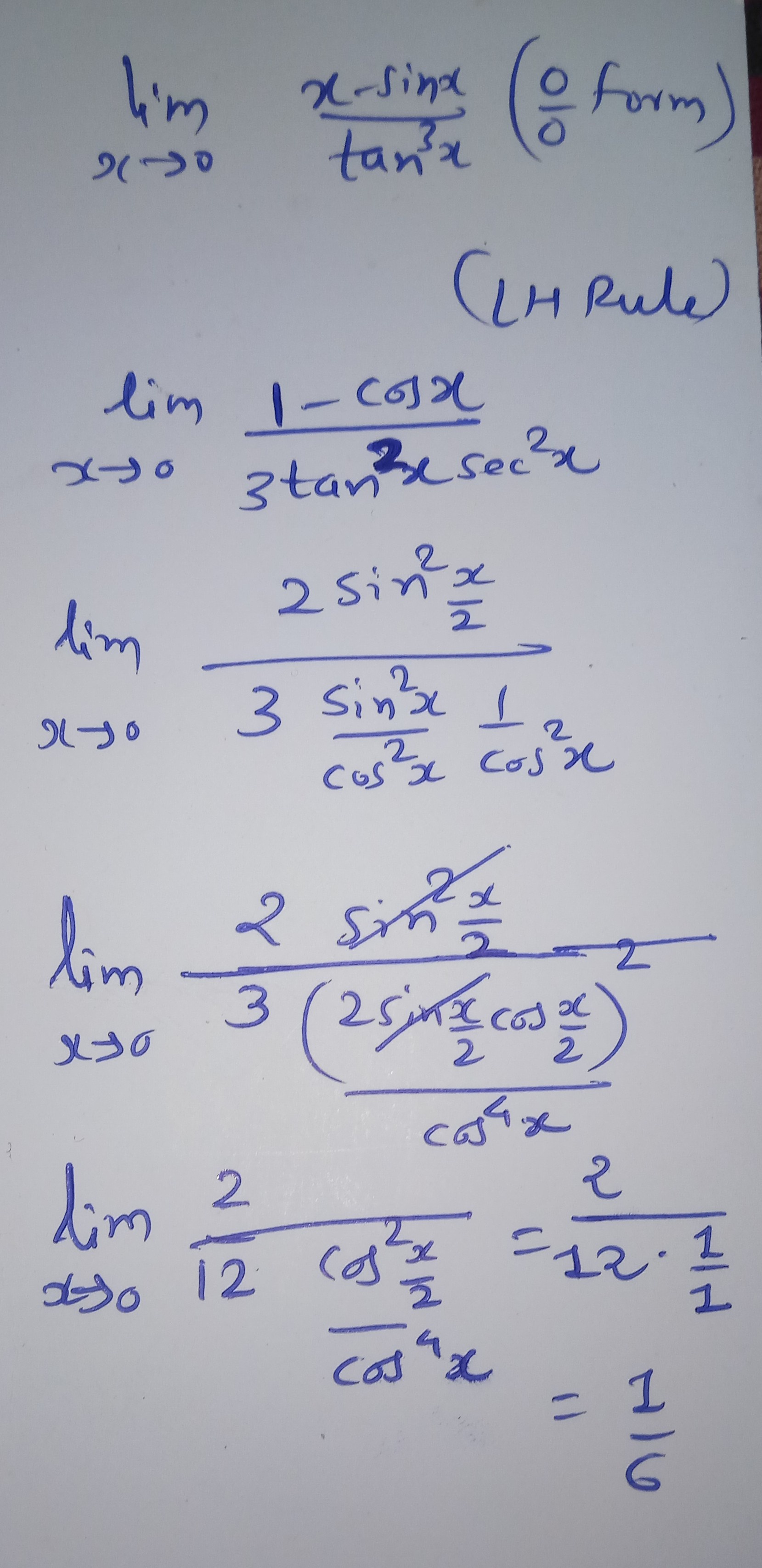 Bagaimana cara menyelesaikan lim x-0 x-sinx/tan^3x, langkah demi langkah -  Quora