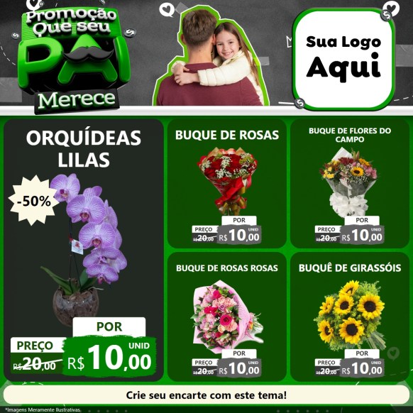 Modelo de Rede Social para Feed Facebook com o tema Promoção Que seu Pai Merece para Floricultura e jardim