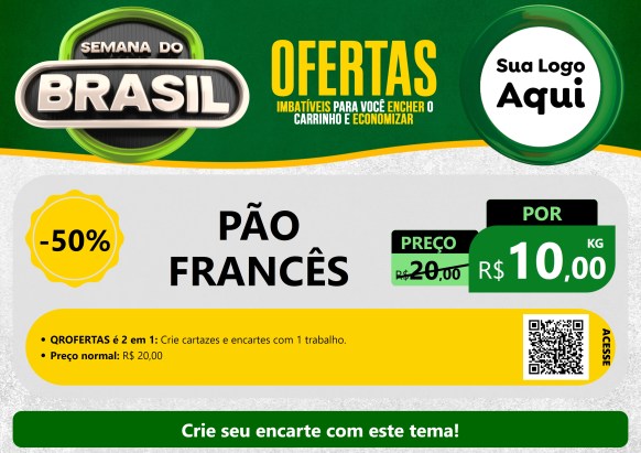 Modelo de Cartaz para Cartaz A4 Horizontal com o tema Semana do Brasil para Padaria
