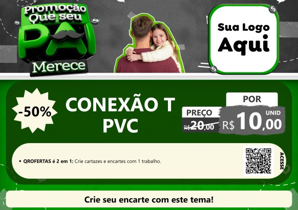 Modelo de Cartaz para Cartaz A4 Horizontal com o tema Promoção Que seu Pai Merece para Tubos e conexões