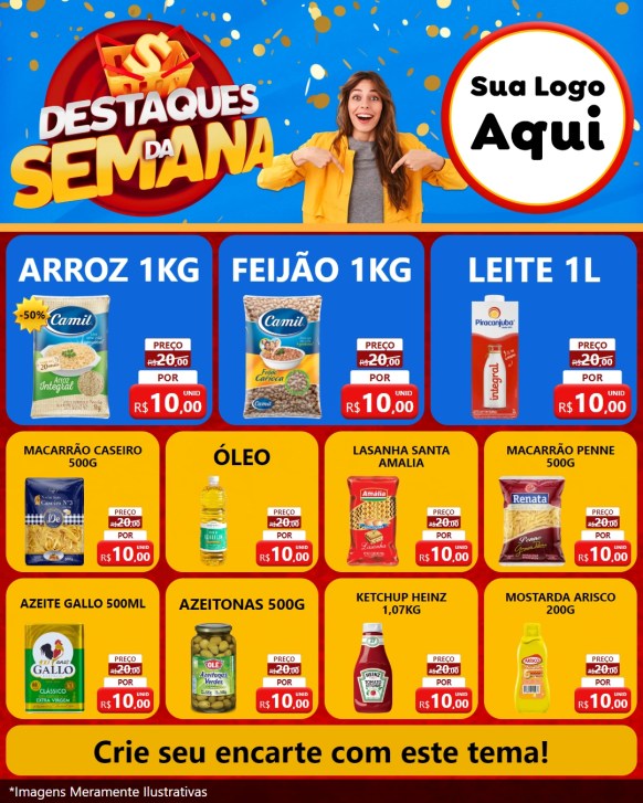 Modelo de Rede Social para Feed Instagram com o tema Destaques da Semana para Supermercado