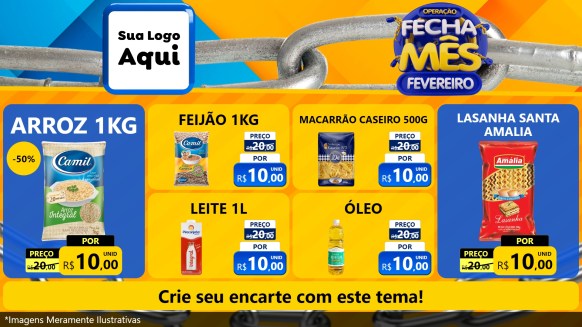 Modelo de TV para TV Horizontal com o tema Operação Fecha Mês Fevereiro para Supermercado