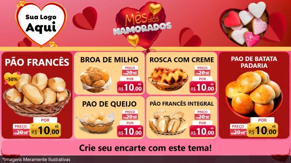 Modelo de TV para TV Horizontal com o tema Mês dos Namorados para Padaria