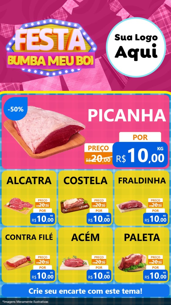 Modelo de Rede Social para Stories com o tema Festa Bumba Meu Boi para Açougue