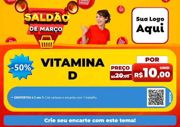 Modelo de Cartaz para Cartaz A4 Horizontal com o tema Saldão de Março para Farmácia