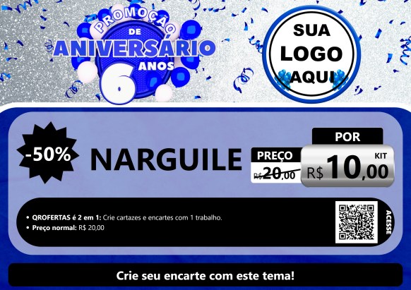 Modelo de Cartaz para Cartaz A4 Horizontal com o tema Promoção de Aniversário - 6 Anos para Tabacaria