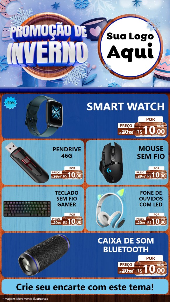 Modelo de TV para TV Vertical com o tema Promoção de Inverno para Informática