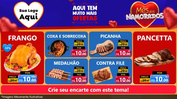 Modelo de TV para TV Horizontal com o tema Mês dos Namorados para Assados