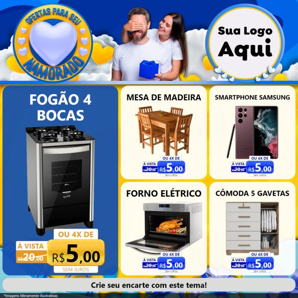 Modelo de Rede Social para Feed Facebook com o tema Ofertas Para Seu Namorado para Móveis e Eletro