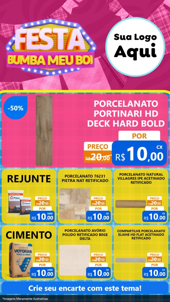 Modelo de Rede Social para Stories com o tema Festa Bumba Meu Boi para Pisos e revestimentos