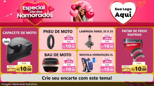 Modelo de TV para TV Horizontal com o tema Especial Dia dos Namorados para Moto peças