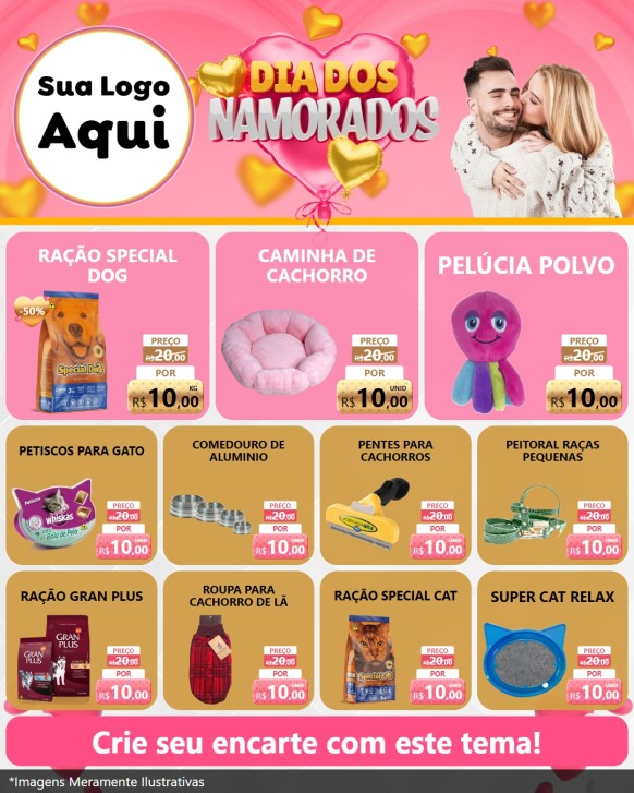 Modelo de Rede Social para Feed Instagram com o tema Dia dos Namorados para Pet Shop