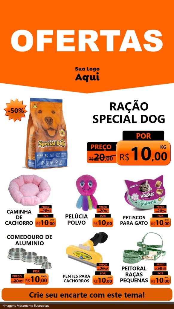 Modelo de Rede Social para Stories com o tema Ofertas Laranja Cartaz para Pet Shop