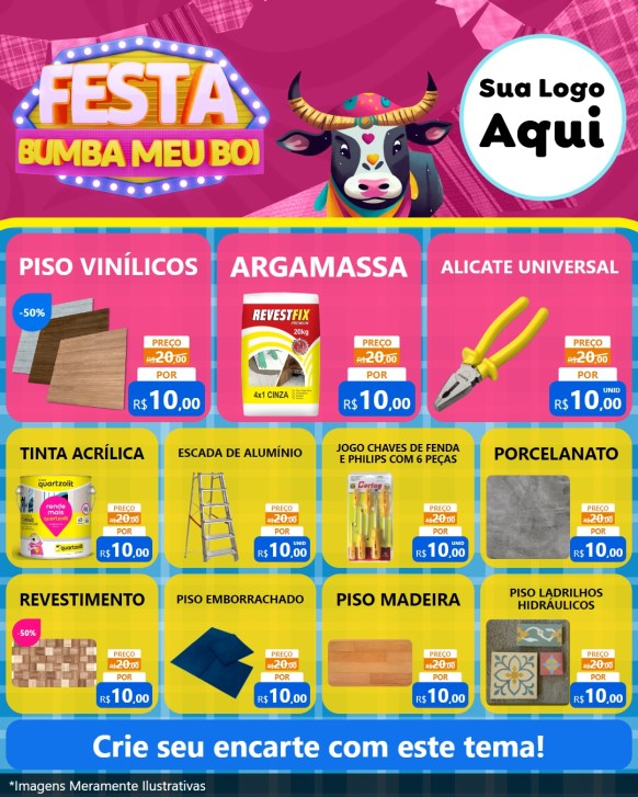 Modelo de Rede Social para Feed Instagram com o tema Festa Bumba Meu Boi para Material para Construção