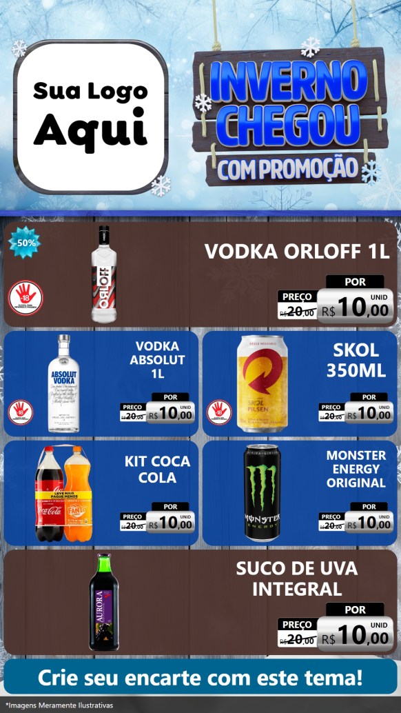 Modelo de TV para TV Vertical com o tema Inverno Chegou Com Promoção para Distribuidora de bebidas