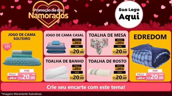 Modelo de TV para TV Horizontal com o tema Promoção Dia Dos Namorados para Cama, Mesa e Banho
