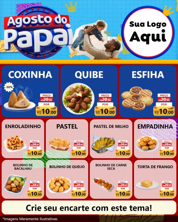 Modelo de Rede Social para Feed Instagram com o tema Agosto do Papai para Salgadaria