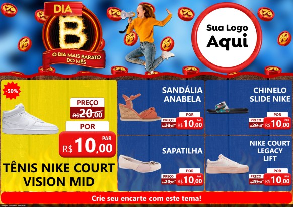 Modelo de Encarte para Encarte A4 Horizontal com o tema Dia B - O Dia Mais Barato Do Mês para Calçados