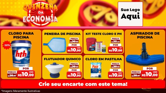 Modelo de TV para TV Horizontal com o tema Quinzena Da Economia para Produtos para Piscina
