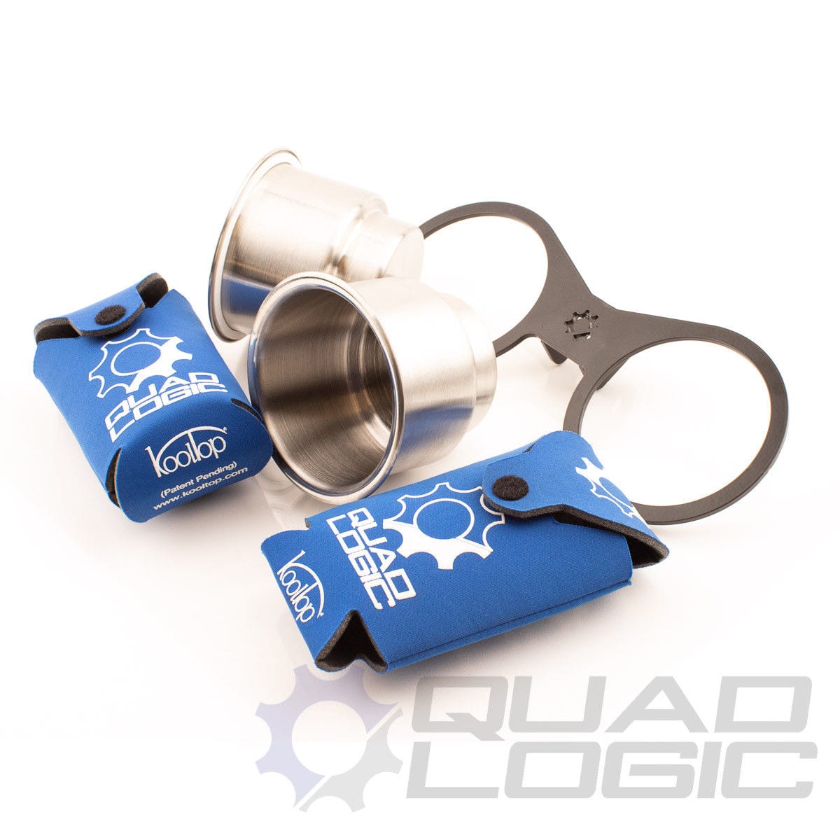 Grab Handle Cup Holder Kit with Can Koozies Quad Logic