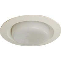 8614-6, 6" Shower/Bath Trim with Opal drop lens, White flange, Wet location, 60W A19 lamp (non-IC) / 40W A19 lamp (IC) - QuantaLight