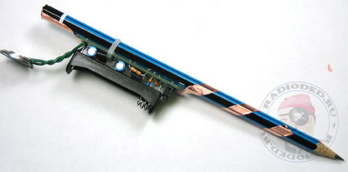 Собранная схема карандаша, звук рисующего карандаша