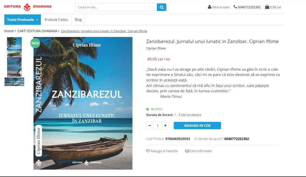 Zanzibarezul. Jurnalul unui lunatic in Zanzibar. Ciprian Iftime
