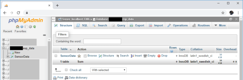 ESP32 ESP8266 PHPMyAdmin View SQL Database