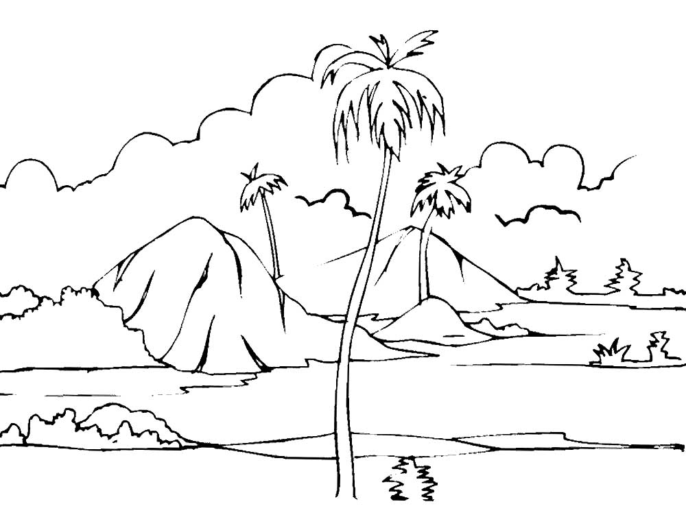 All mother nature pictures are ready to be printed. Coloring Pages Nature Landscape Forest Mountains Sea Island