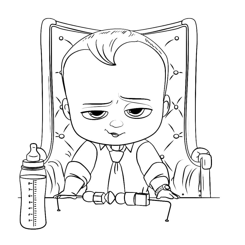 The boss baby is sitting on the chair coloring page. The Boss Baby Coloring Pages 60 Pictures Free Printable