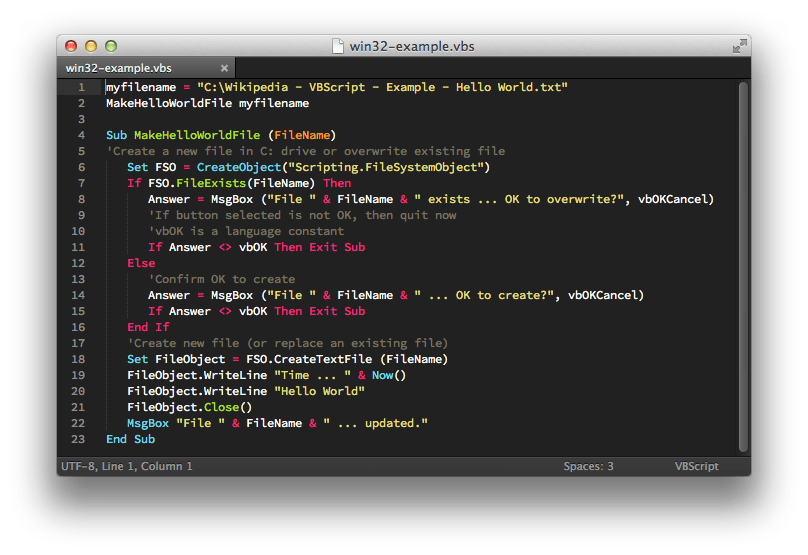 GitHub - SublimeText/VBScript: VBScript package for Sublime Text