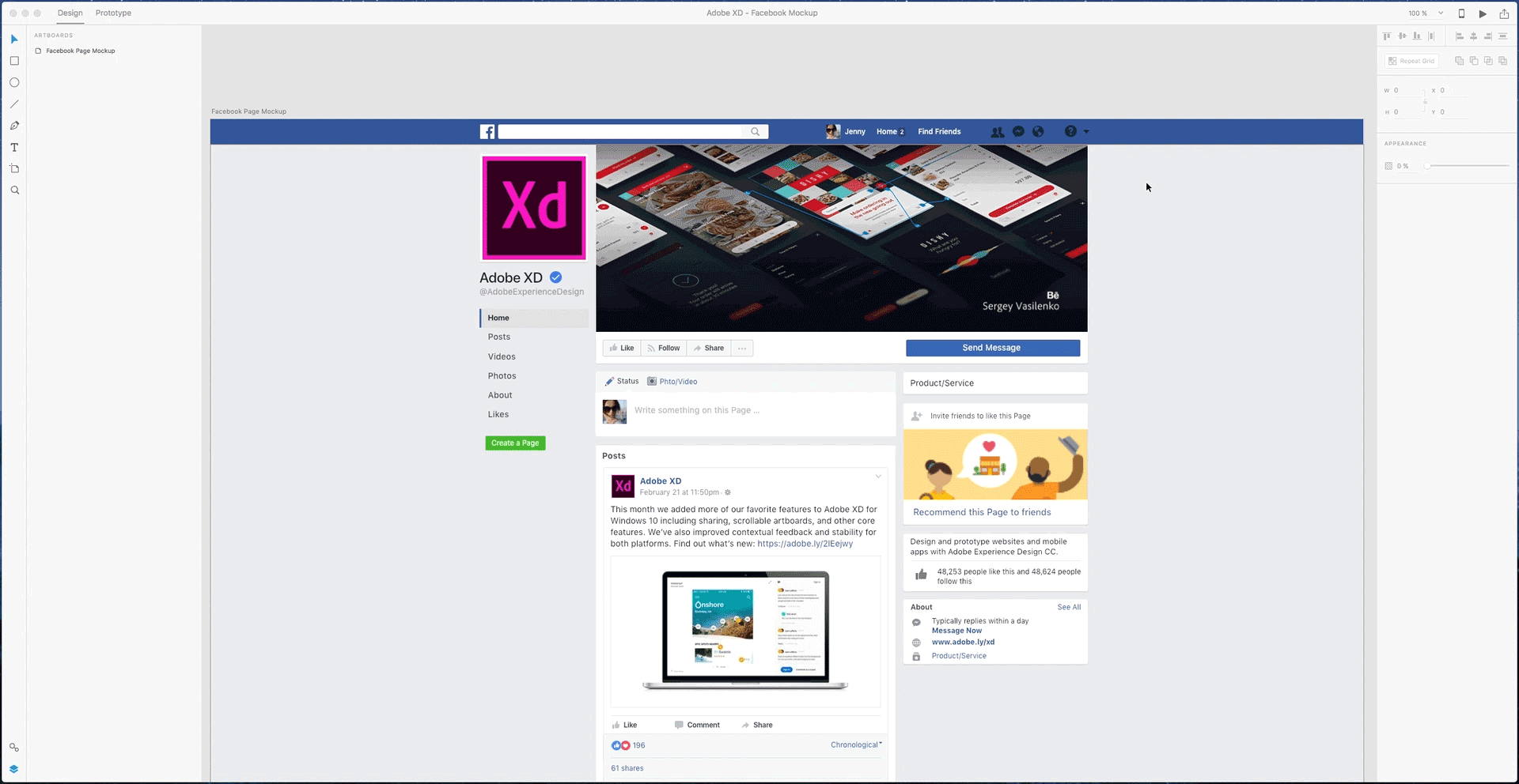 Start using adobe xd's mockup tool today. Github Alienmtnez Adobe Xd Facebook Mockup Facebook Page Mockup Created Using Adobe Xd
