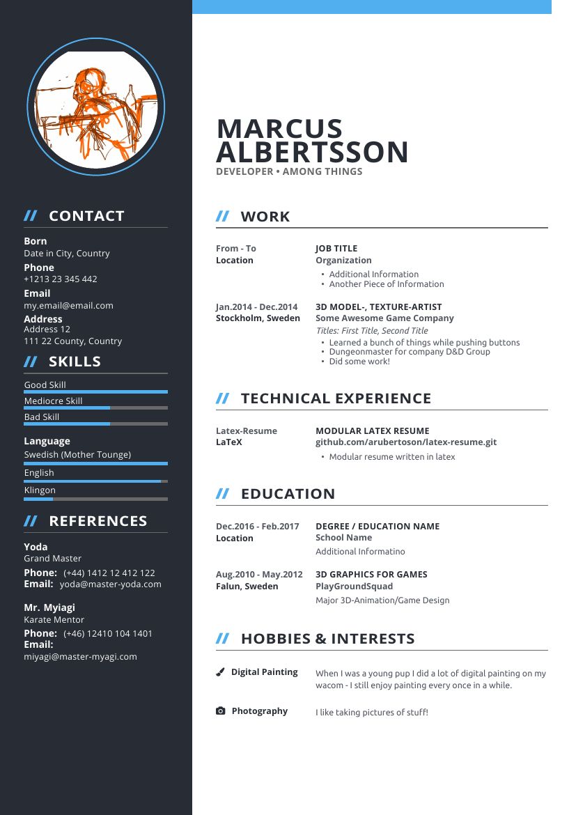 )a font in which different characters have different pitches (widths). GitHub - arubertoson/latex-resume: LaTeX Resume & Cover Letter Template