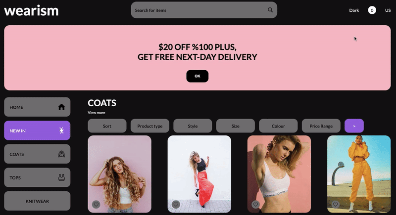 Github Dasafodev Wearism E Commerce Homepage Created With React