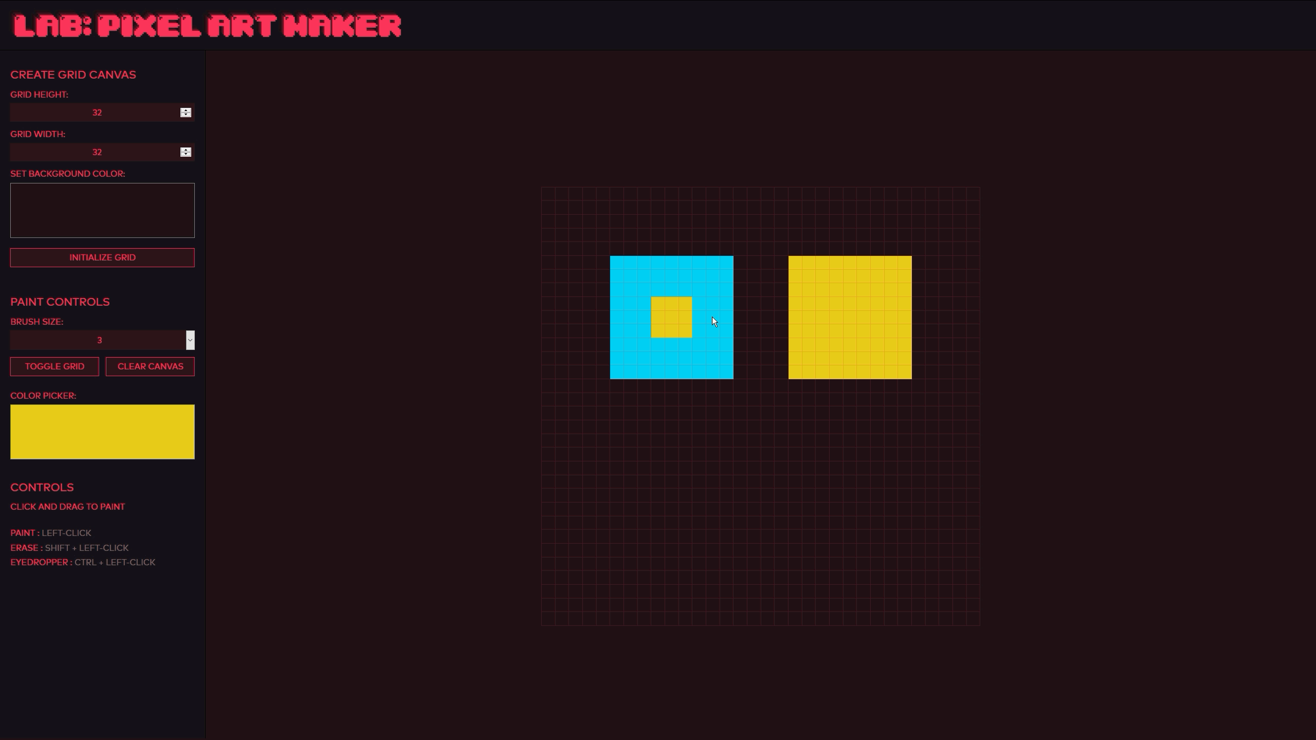 And red=28) time to complete: GitHub - mileslemon/udacity-pixel-art-maker: The final project of the first phase in the Udacity
