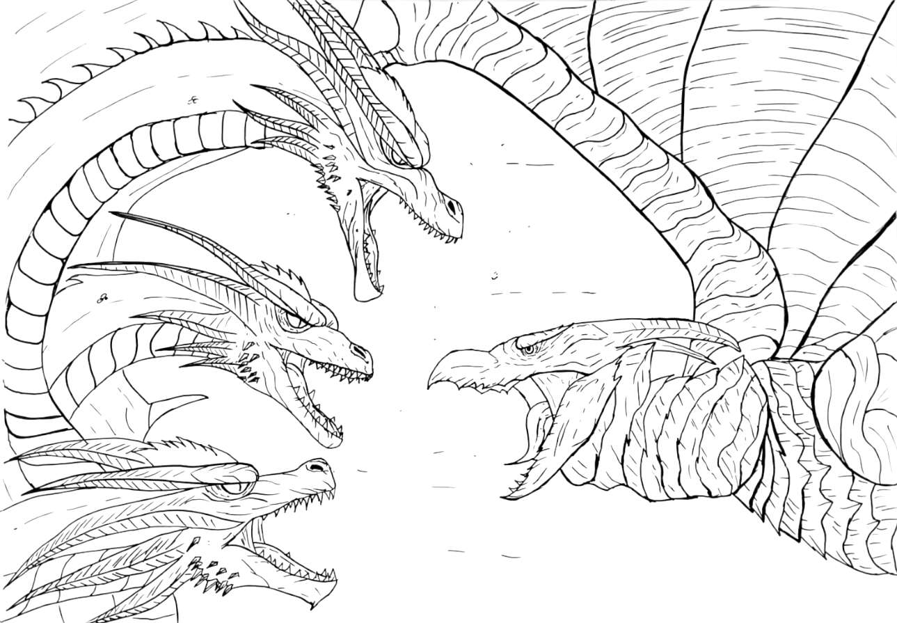 Select from 53167 printable coloring pages of cartoons, animals, nature, bible and many more. Coloring Pages Godzilla Rodan Vs Ghidorah Print Free
