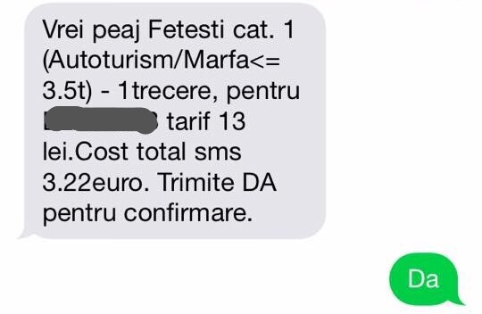 11,22 € 2 > 3,5 t. Plata Prin Sms TaxÄ De Trecere Pod FeteÈti Razvanbb