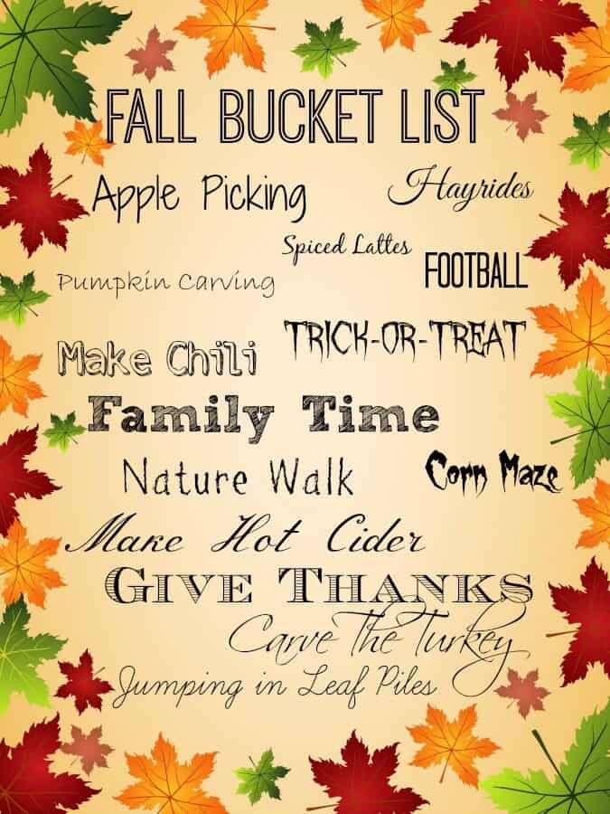Fall Bucket List Printable Fall Bucket List Printable