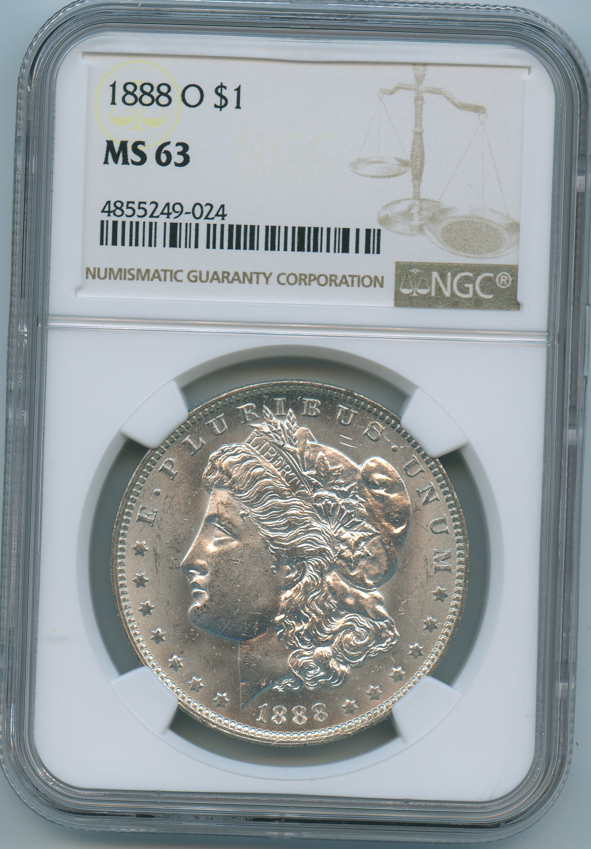 1888-O Morgan Silver Dollar – NGC MS63 – Really nice tougher date