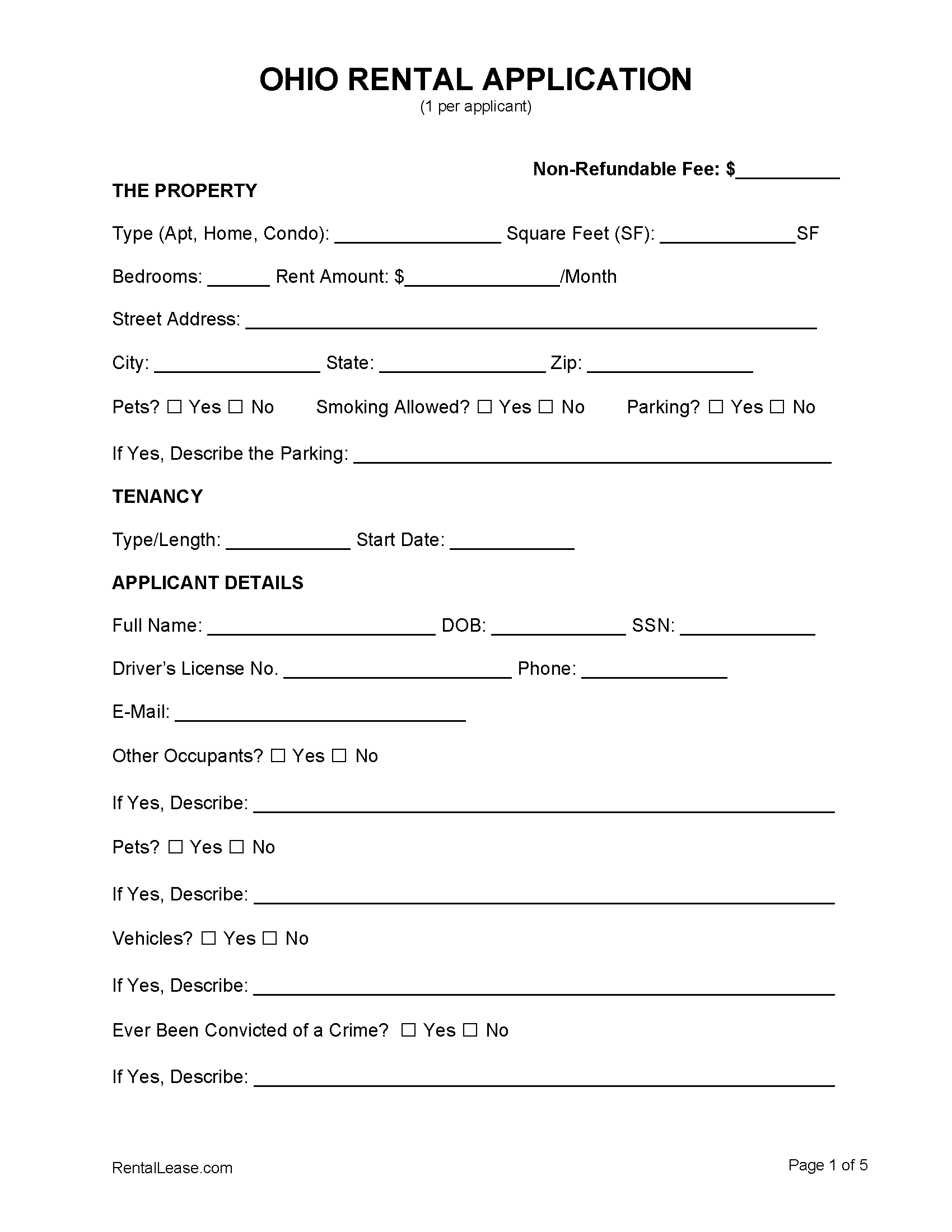 free ohio rental lease agreement templates pdf word doc