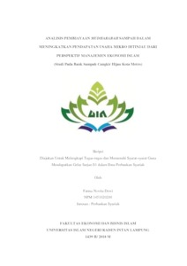 • untuk tabungan mudharabah, bank dapat memberikan buku tabungan sebagai bukti penyimpanan, serta kartu atm dan atau alat penarikan lainnya kepada penabung. Analisis Pembiayaan Mudharabah Sampah Dalam Meningkatkan Pendapatan Usaha Mikro Ditinjau Dari Perspektif Manajemen Ekonomi Islam Studi Pada Bank Sampah Cangkir Hijau Kota Metro Raden Intan Repository