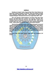 Selain memiliki banyak perguruan tinggi negeri, semarang juga banyak memiliki perguruan tinggi swasta, dengan kualitas yang tak kalah bagus. ANALISIS PENGARUH PENERIMAAN PAJAK HOTEL, PAJAK REKLAME