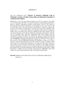skripsi dengan judul "aplikasi media pembelajaran ilmu penegtahuan alam (ipa) berbasis multimedia untuk kelas v (5) sd maupun mi". Pengaruh Penggunaan Multimedia Interaktif Dalam Pembelajaran Matematika Terhadap Kemampuan Pemecahan Masalah Dan Disposisi Matematik Siswa Smk Repo Unpas