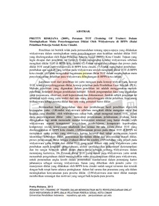 PERANAN TOT (TRAINING OF TRAINER) DALAM MENINGKATKAN MUTU PENYELENGGARAAN  DIKLAT OLEH WIDYAISWARA DI BPPS (BALAI PELATIHAN PEKERJA SOSIAL) KOTA  CIMAHI - UPI Repository