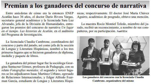 Concurso de Narrativa Concurso de Narrativa