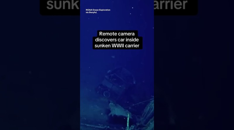 Remote camera discovers car inside sunken WWII carrier #shorts