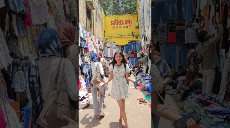 Creating a whole outfit in one color challenge in sarojini nagar 🤭 #shorts #ytshorts #fashion