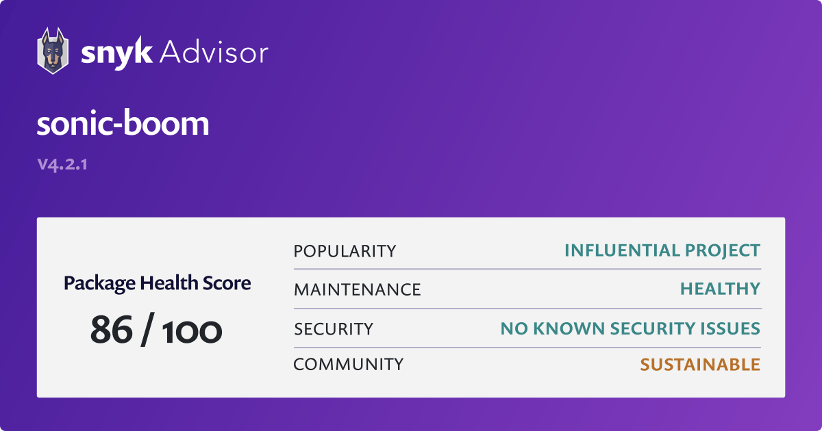 Sonic Boom Npm Package Health Analysis Snyk